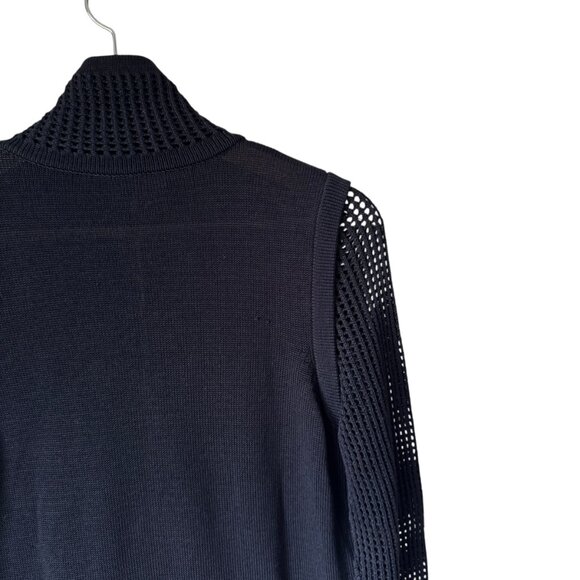 Escada Cardigan Sweater Gold Zipper READ Crochet Open Knit Collar Sleeves Hem - Picture 9 of 16